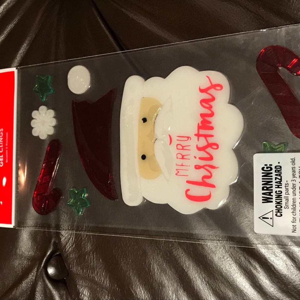5 Santa Clause Gel Clings ReusableWashable